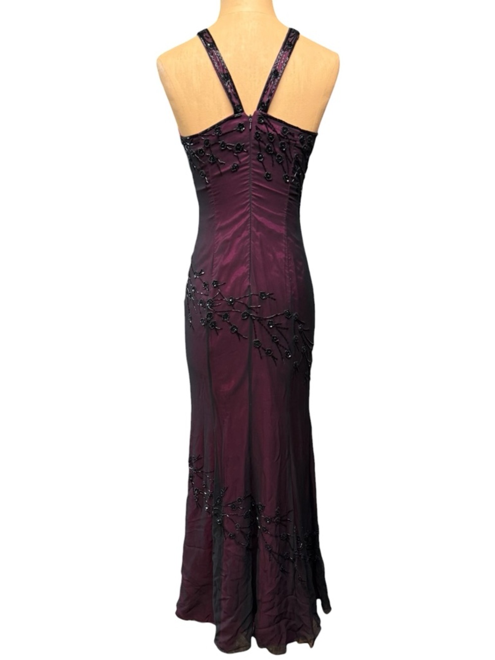 Sleeveless Embellished Plum Maxi Dress - Picture 3 of 11